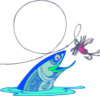 Fish biting a fly